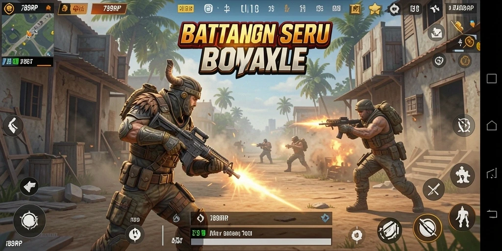 Tampilan aksi seru dalam game Battle Royale 789RP.