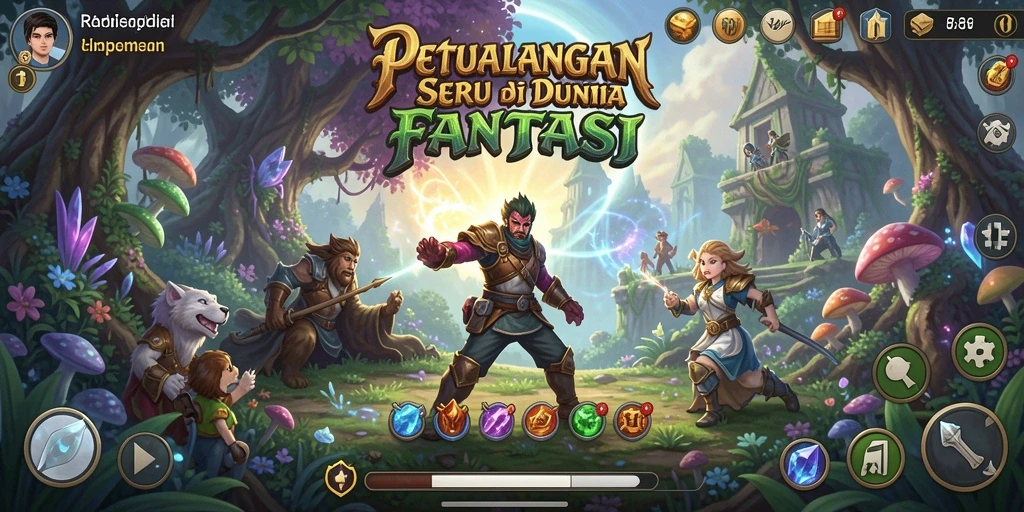 Tampilan gameplay seru di dunia petualangan fantastis.