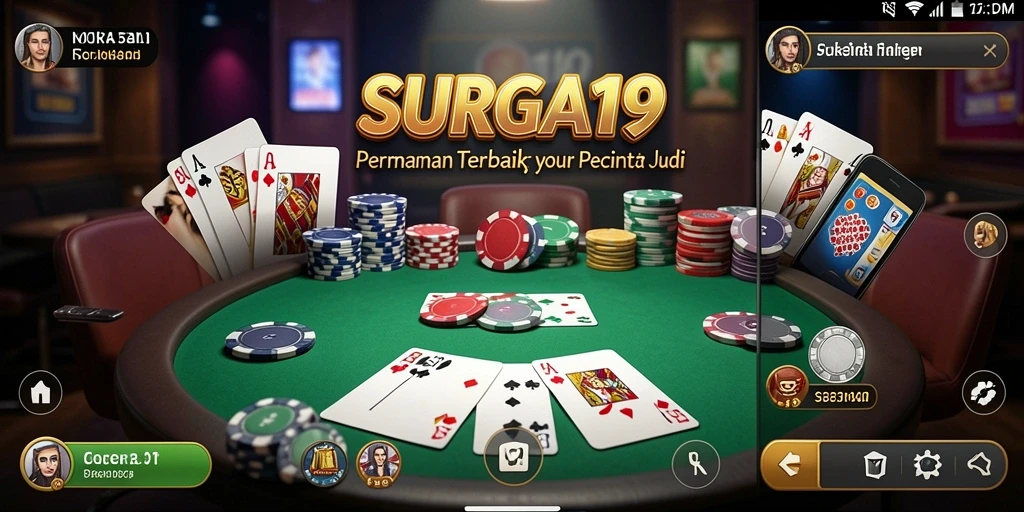 Screenshot gameplay SURGA19 menunjukkan aksi Poker yang mendebarkan.