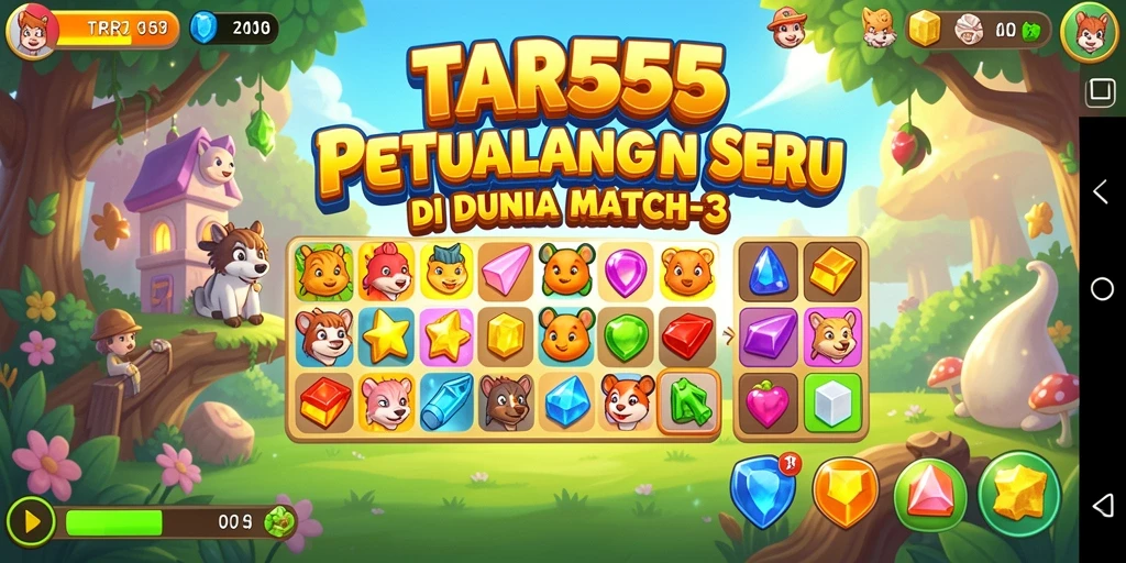 Screenshot utama TAR555 menampilkan gameplay menantang yang penuh warna.